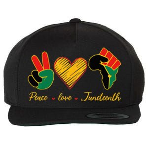 Peace Love Juneteenth Pride Black Black Queen & King Wool Snapback Cap