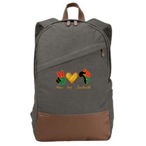 Peace Love Juneteenth Pride Black Black Queen & King Cotton Canvas Backpack