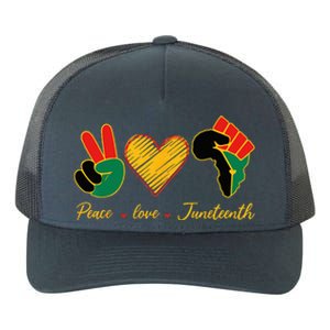 Peace Love Juneteenth Pride Black Black Queen & King Yupoong Adult 5-Panel Trucker Hat