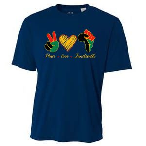 Peace Love Juneteenth Pride Black Black Queen & King Cooling Performance Crew T-Shirt