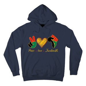 Peace Love Juneteenth Pride Black Black Queen & King Hoodie