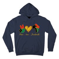 Peace Love Juneteenth Pride Black Black Queen & King Hoodie