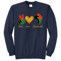 Peace Love Juneteenth Pride Black Black Queen & King Sweatshirt