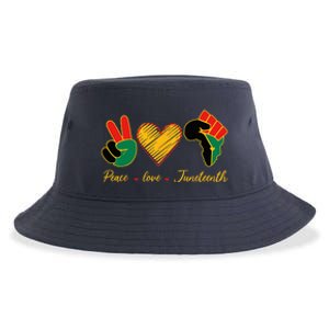 Peace Love Juneteenth Pride Black Black Queen & King Sustainable Bucket Hat