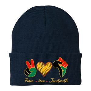 Peace Love Juneteenth Pride Black Black Queen & King Knit Cap Winter Beanie