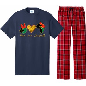 Peace Love Juneteenth Pride Black Black Queen & King Pajama Set