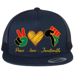 Peace Love Juneteenth Pride Black Black Queen & King Flat Bill Trucker Hat