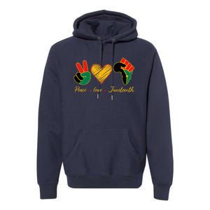 Peace Love Juneteenth Pride Black Black Queen & King Premium Hoodie