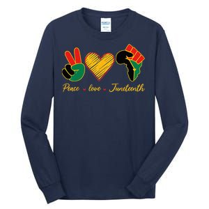 Peace Love Juneteenth Pride Black Black Queen & King Tall Long Sleeve T-Shirt