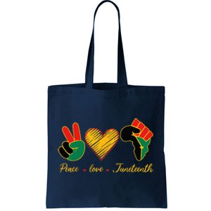 Peace Love Juneteenth Pride Black Black Queen & King Tote Bag