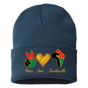 Peace Love Juneteenth Pride Black Black Queen & King Sustainable Knit Beanie