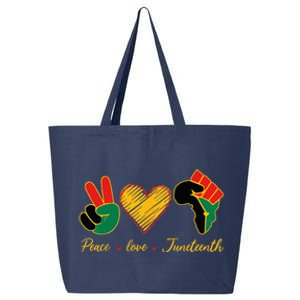 Peace Love Juneteenth Pride Black Black Queen & King 25L Jumbo Tote