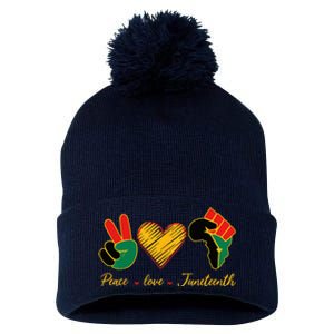 Peace Love Juneteenth Pride Black Black Queen & King Pom Pom 12in Knit Beanie