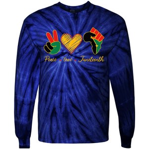 Peace Love Juneteenth Pride Black Black Queen & King Tie-Dye Long Sleeve Shirt