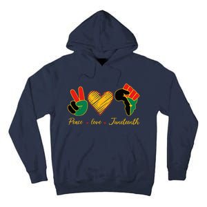 Peace Love Juneteenth Pride Black Black Queen & King Tall Hoodie