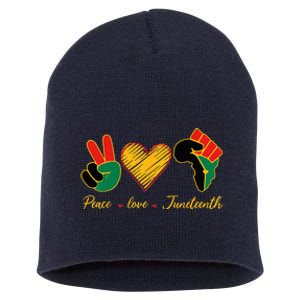 Peace Love Juneteenth Pride Black Black Queen & King Short Acrylic Beanie