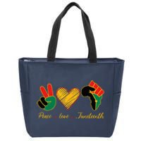 Peace Love Juneteenth Pride Black Black Queen & King Zip Tote Bag