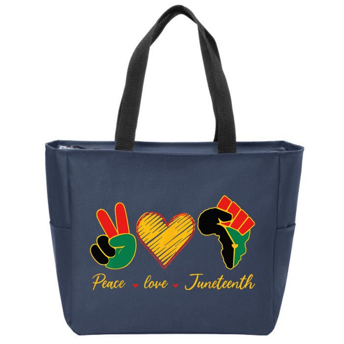 Peace Love Juneteenth Pride Black Black Queen & King Zip Tote Bag