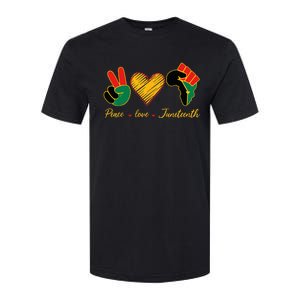 Peace Love Juneteenth Pride Black Black Queen & King Softstyle CVC T-Shirt