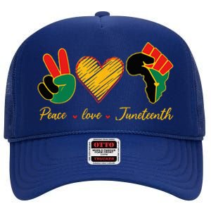 Peace Love Juneteenth Pride Black Black Queen & King High Crown Mesh Back Trucker Hat