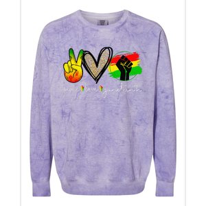 Peace Love Juneteenth Fist Black Black Queen & King Colorblast Crewneck Sweatshirt