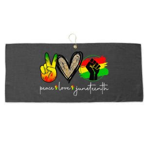 Peace Love Juneteenth Fist Black Black Queen & King Large Microfiber Waffle Golf Towel