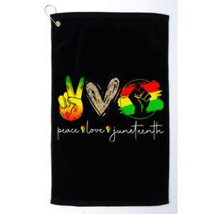 Peace Love Juneteenth Fist Black Black Queen & King Platinum Collection Golf Towel