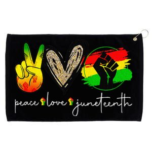 Peace Love Juneteenth Fist Black Black Queen & King Grommeted Golf Towel