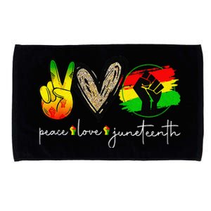 Peace Love Juneteenth Fist Black Black Queen & King Microfiber Hand Towel