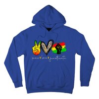 Peace Love Juneteenth Fist Black Black Queen & King Hoodie