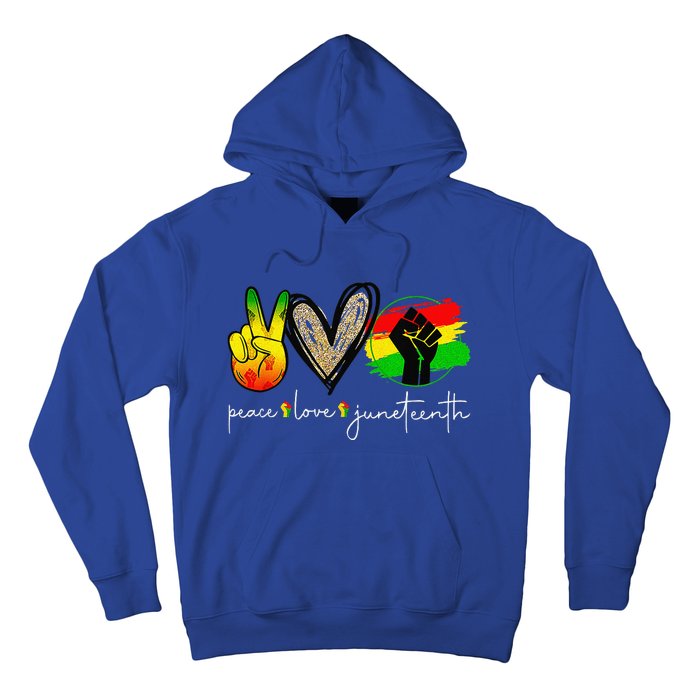 Peace Love Juneteenth Fist Black Black Queen & King Hoodie