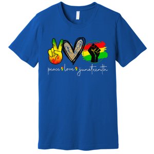 Peace Love Juneteenth Fist Black Black Queen & King Premium T-Shirt