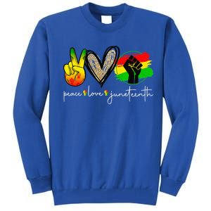 Peace Love Juneteenth Fist Black Black Queen & King Tall Sweatshirt