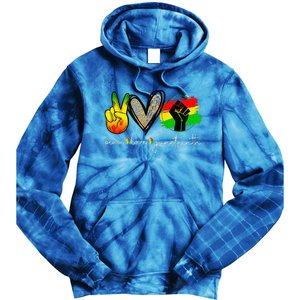 Peace Love Juneteenth Fist Black Black Queen & King Tie Dye Hoodie