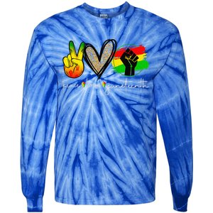 Peace Love Juneteenth Fist Black Black Queen & King Tie-Dye Long Sleeve Shirt