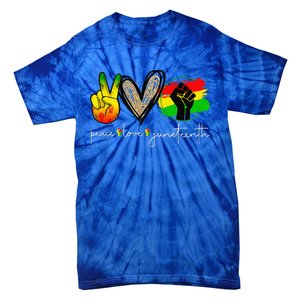 Peace Love Juneteenth Fist Black Black Queen & King Tie-Dye T-Shirt