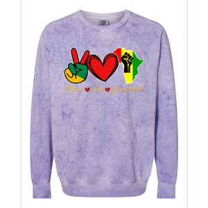 Peace Love Juneteenth Black Pride Freedom African American Gift Colorblast Crewneck Sweatshirt