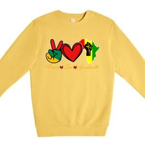 Peace Love Juneteenth Black Pride Freedom African American Gift Premium Crewneck Sweatshirt