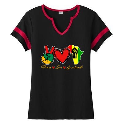 Peace Love Juneteenth Black Pride Freedom African American Gift Ladies Halftime Notch Neck Tee