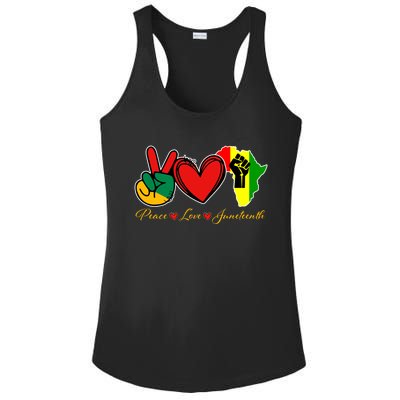 Peace Love Juneteenth Black Pride Freedom African American Gift Ladies PosiCharge Competitor Racerback Tank