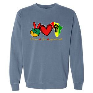 Peace Love Juneteenth Black Pride Freedom African American Gift Garment-Dyed Sweatshirt