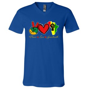 Peace Love Juneteenth Black Pride Freedom African American Gift V-Neck T-Shirt