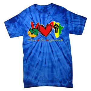 Peace Love Juneteenth Black Pride Freedom African American Gift Tie-Dye T-Shirt