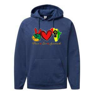 Peace Love Juneteenth Black Pride Freedom African American Gift Performance Fleece Hoodie