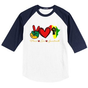 Peace Love Juneteenth Black Pride Freedom African American Gift Baseball Sleeve Shirt