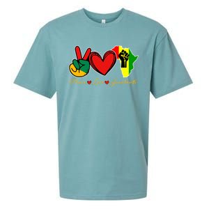 Peace Love Juneteenth Black Pride Freedom African American Gift Sueded Cloud Jersey T-Shirt