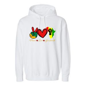 Peace Love Juneteenth Black Pride Freedom African American Gift Garment-Dyed Fleece Hoodie