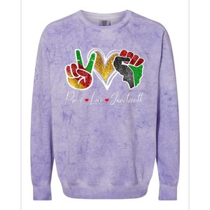 Peace Love Juneteenth Black Pride Freedom 4th Of July Colorblast Crewneck Sweatshirt