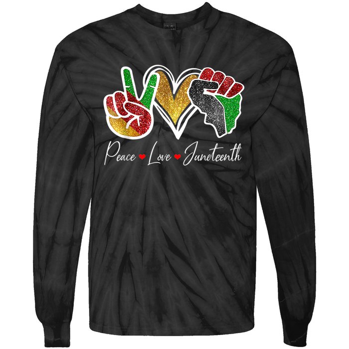 Peace Love Juneteenth Black Pride Freedom 4th Of July Tie-Dye Long Sleeve Shirt