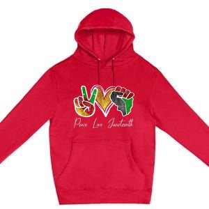 Peace Love Juneteenth Black Pride Freedom 4th Of July Premium Pullover Hoodie